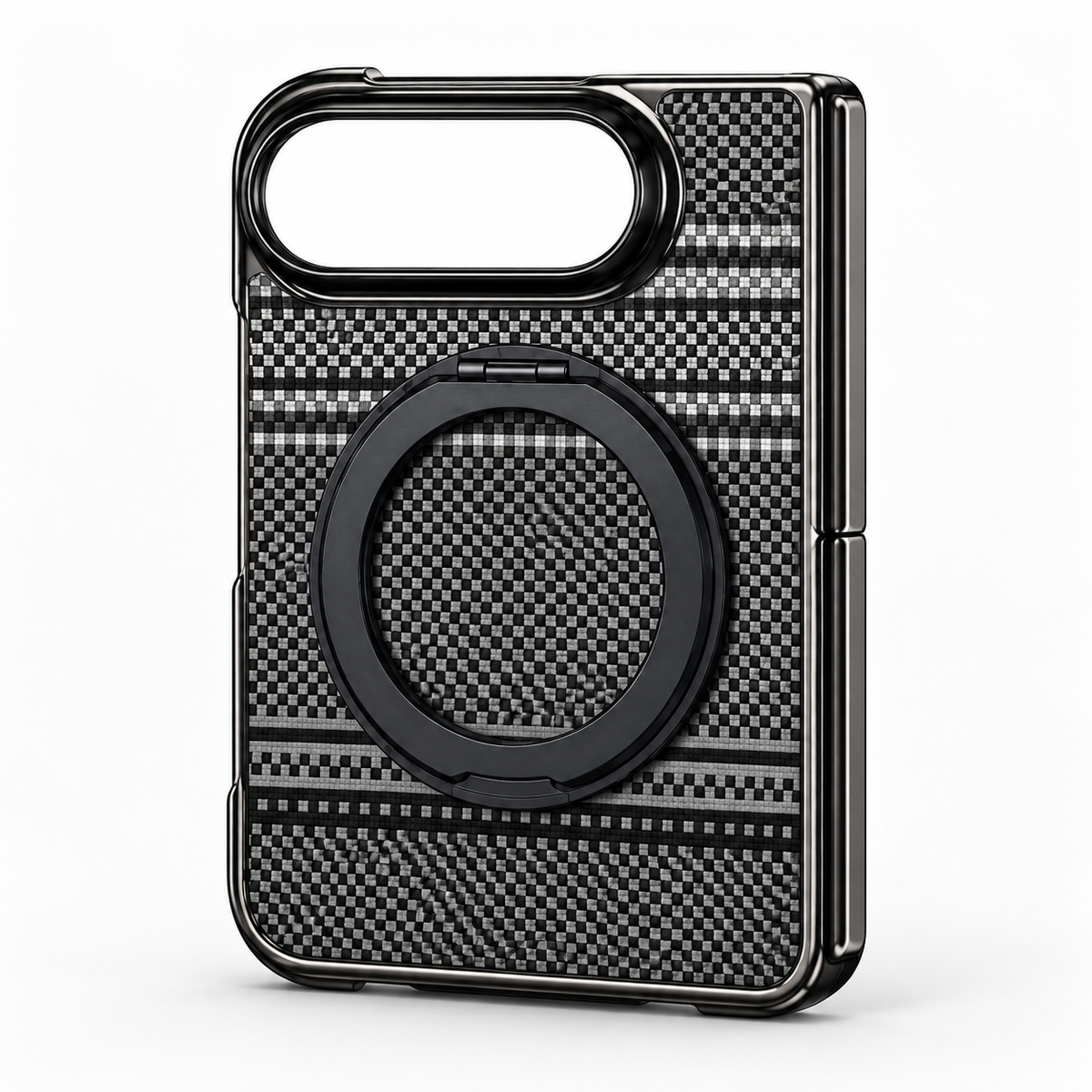Premium iPhone Case Retro Leather Pattern Metal Magnetic Folding Bracket Tempered Film Shockproof PC TPU Foldable Protective Cover Case Design
