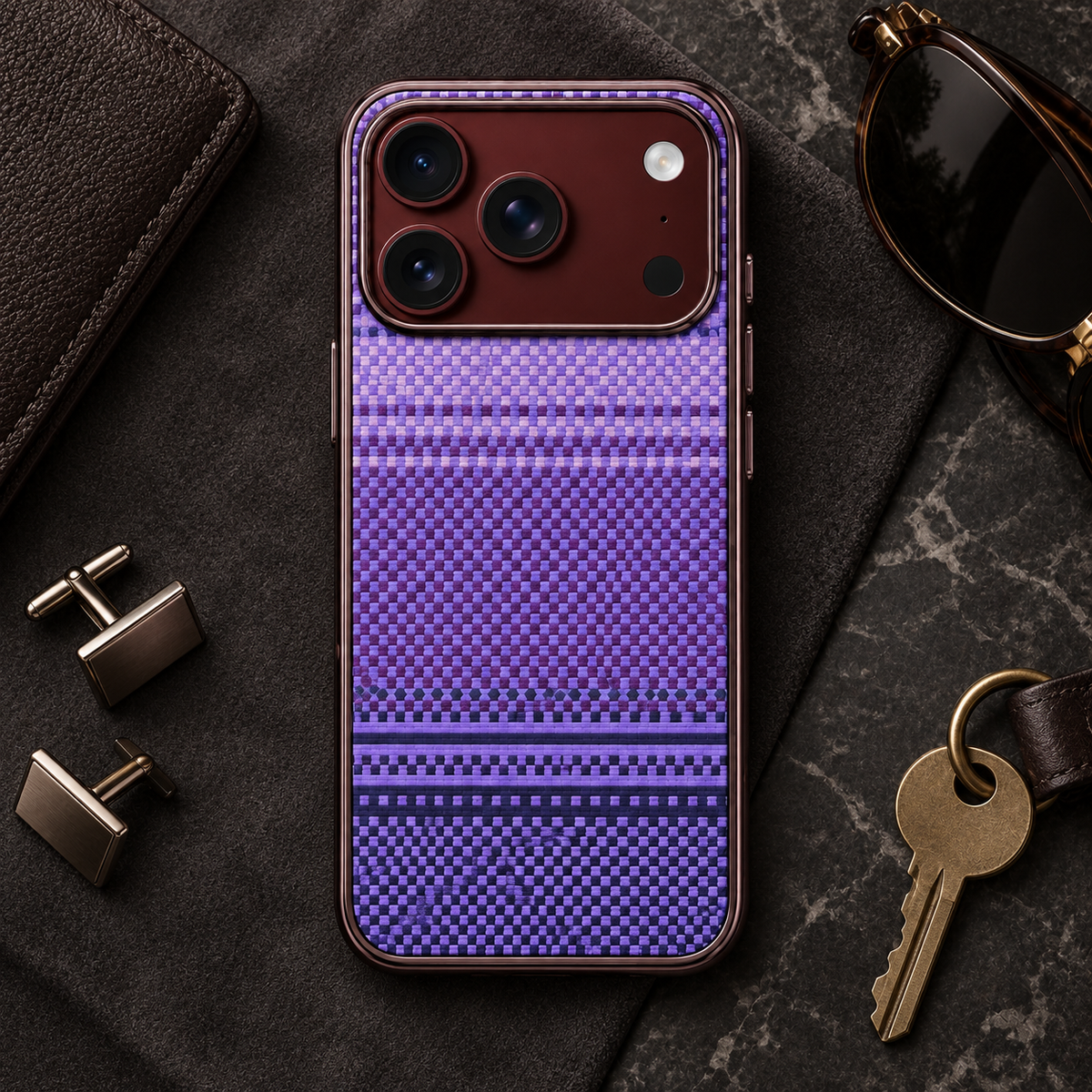 Premium iPhone Case Retro Leather Pattern Metal Magnetic Folding Bracket Tempered Film Shockproof PC TPU Foldable Protective Cover Case Design