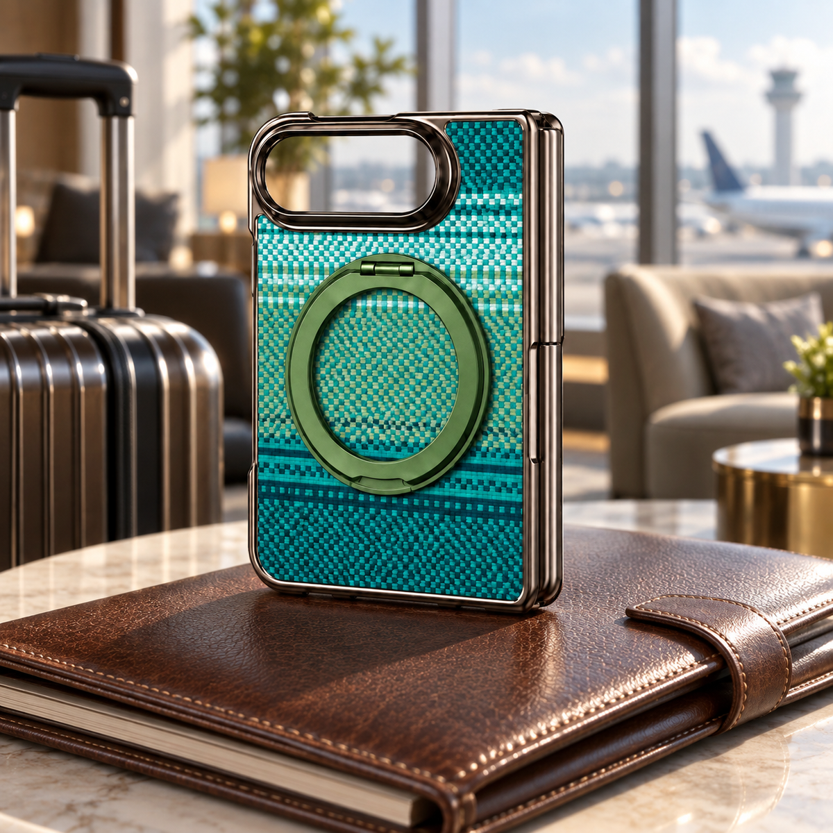 Premium iPhone Case Retro Leather Pattern Metal Magnetic Folding Bracket Tempered Film Shockproof PC TPU Foldable Protective Cover Case Design