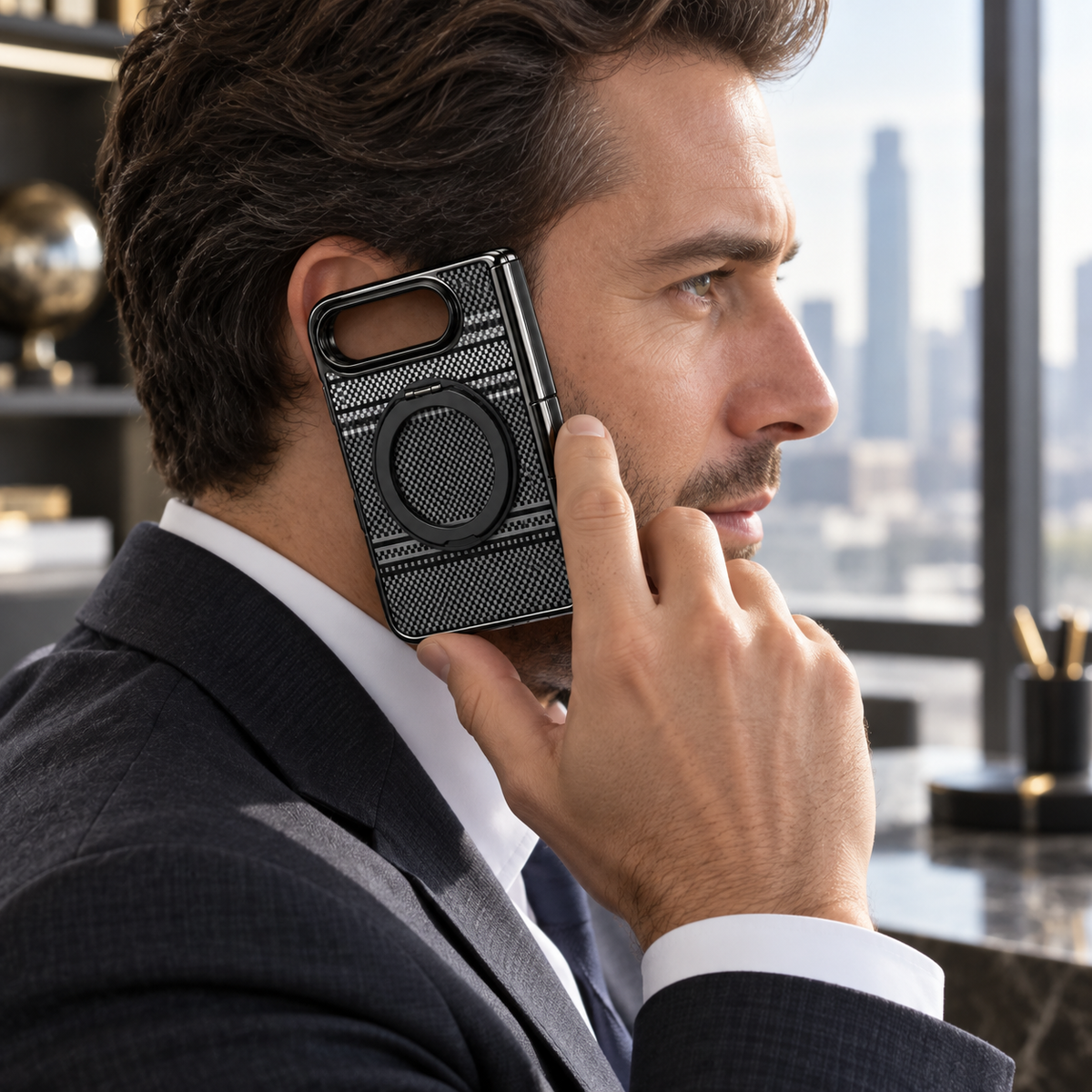 Premium iPhone Case Retro Leather Pattern Metal Magnetic Folding Bracket Tempered Film Shockproof PC TPU Foldable Protective Cover Case Design
