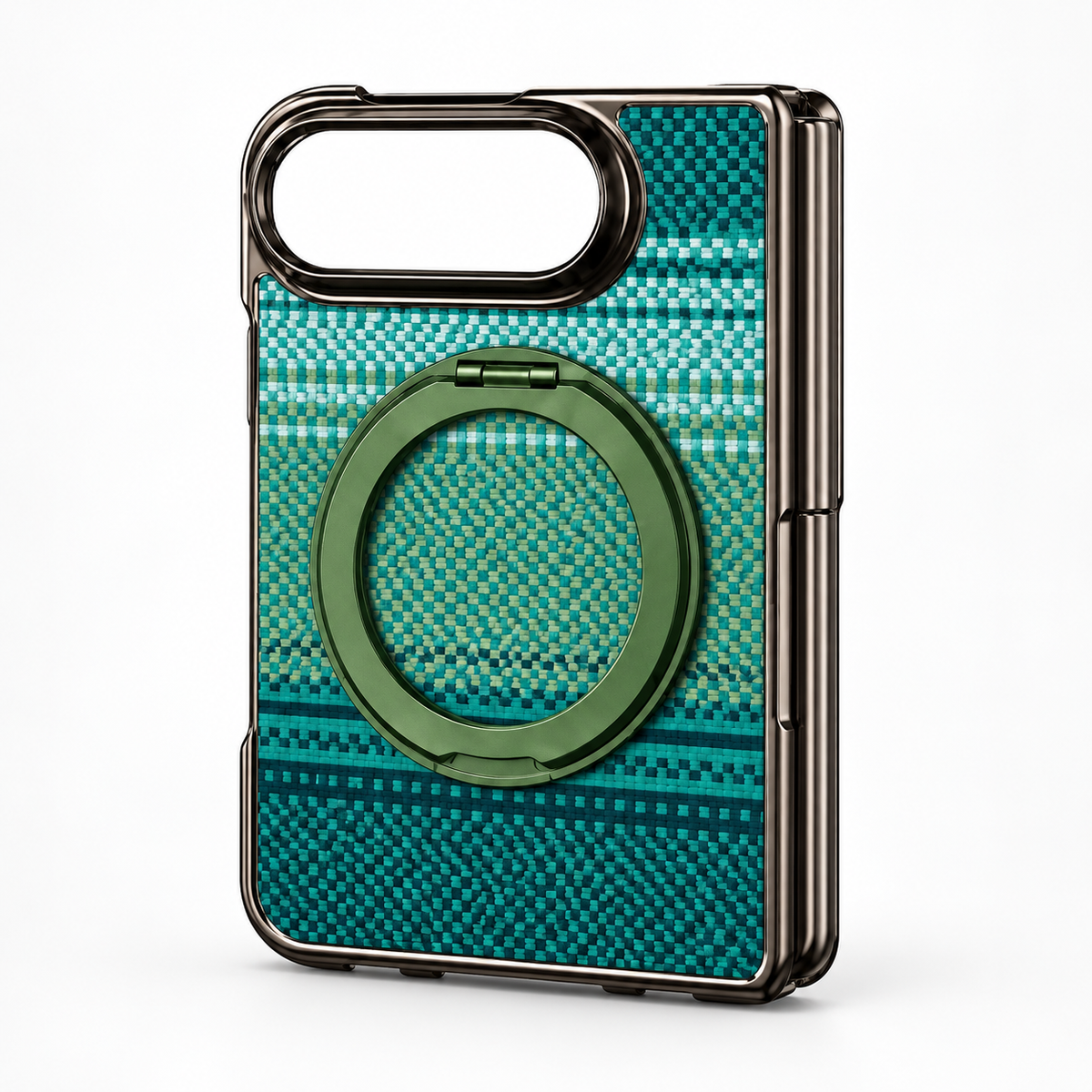 Premium iPhone Case Retro Leather Pattern Metal Magnetic Folding Bracket Tempered Film Shockproof PC TPU Foldable Protective Cover Case Design