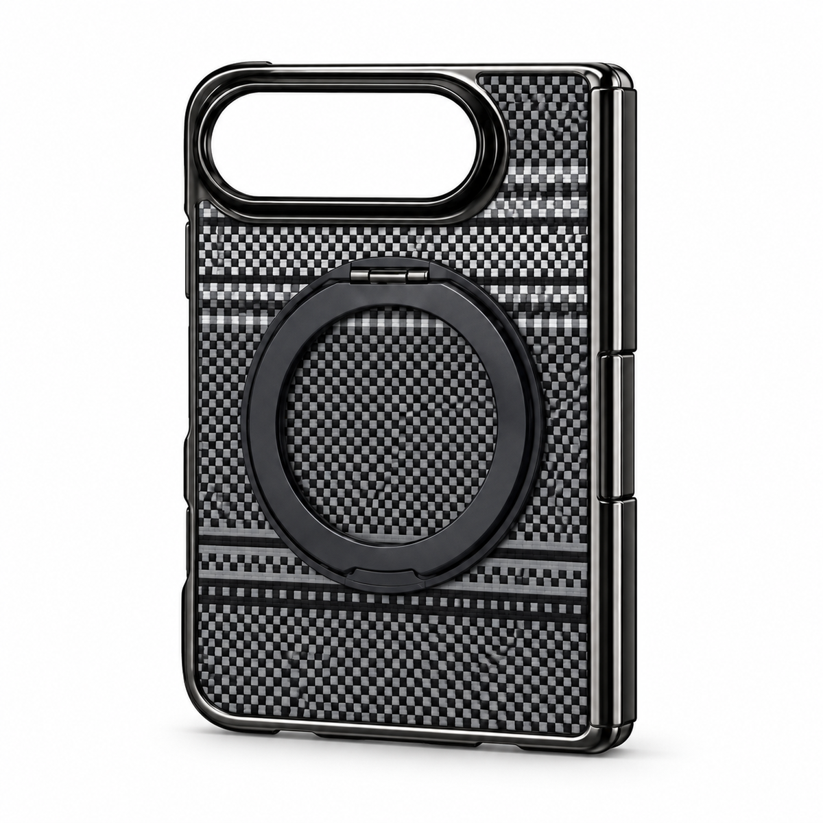 Premium iPhone Case Retro Leather Pattern Metal Magnetic Folding Bracket Tempered Film Shockproof PC TPU Foldable Protective Cover Case Design