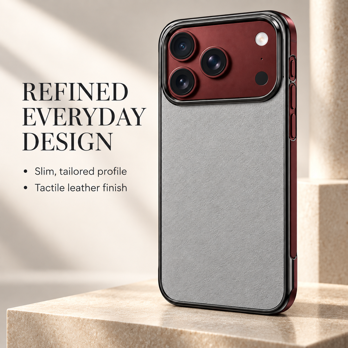 Premium iPhone Case Retro Leather Texture Semi Transparent Acrylic Soft Touch Sweat Resistant Slim Foldable Shockproof Protective Phone Cover Case Design