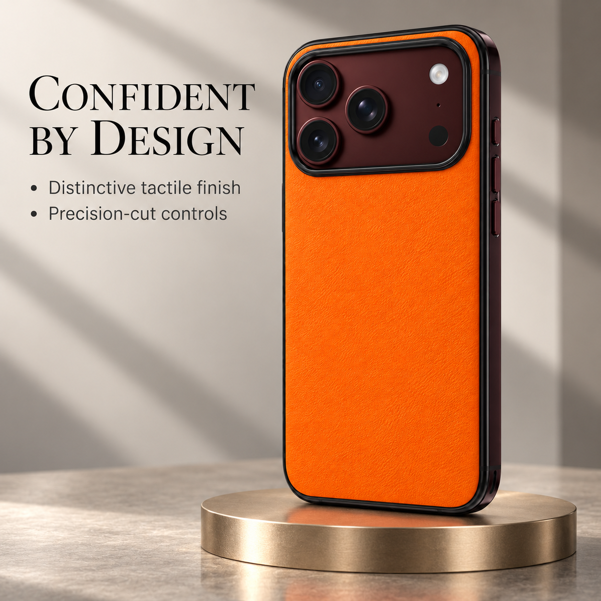 Premium iPhone Case Retro Leather Texture Semi Transparent Acrylic Soft Touch Sweat Resistant Slim Foldable Shockproof Protective Phone Cover Case Design