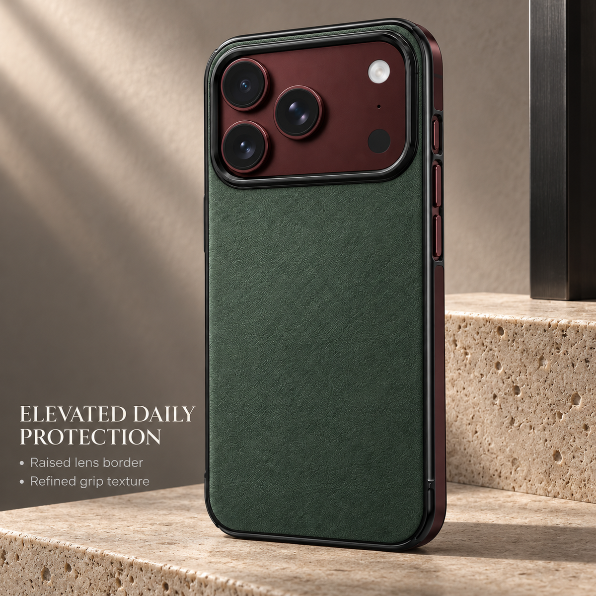 Premium iPhone Case Retro Leather Texture Semi Transparent Acrylic Soft Touch Sweat Resistant Slim Foldable Shockproof Protective Phone Cover Case Design