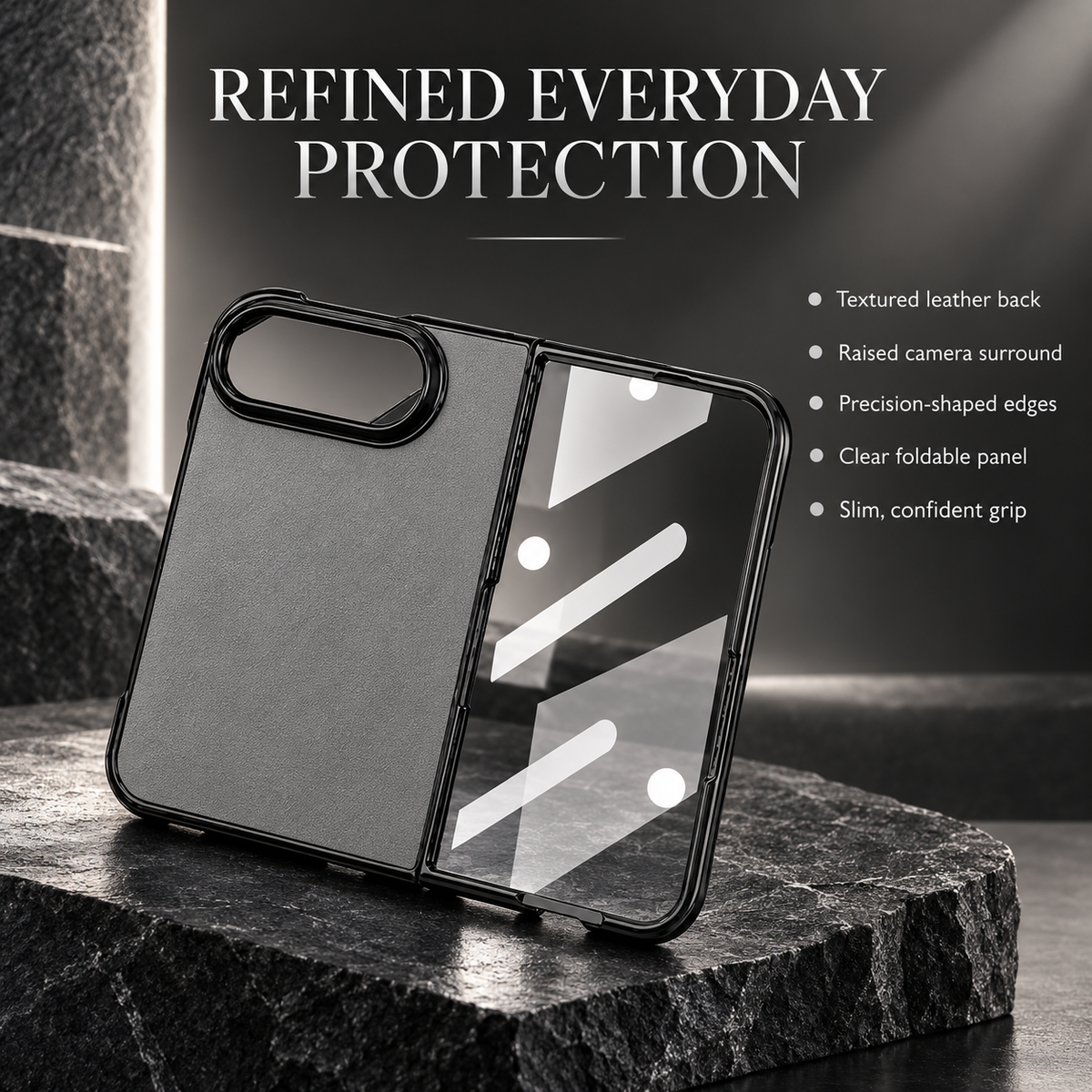 Premium iPhone Case Retro Leather Texture Semi Transparent Acrylic Soft Touch Sweat Resistant Slim Foldable Shockproof Protective Phone Cover Case Design