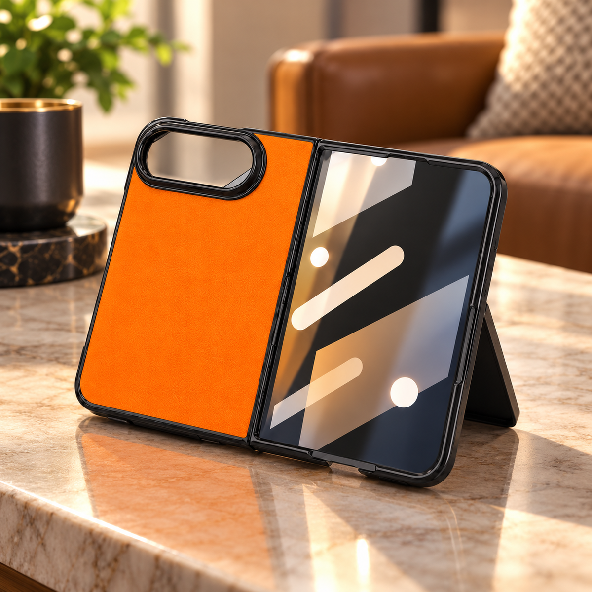 Premium iPhone Case Retro Leather Texture Semi Transparent Acrylic Soft Touch Sweat Resistant Slim Foldable Shockproof Protective Phone Cover Case Design