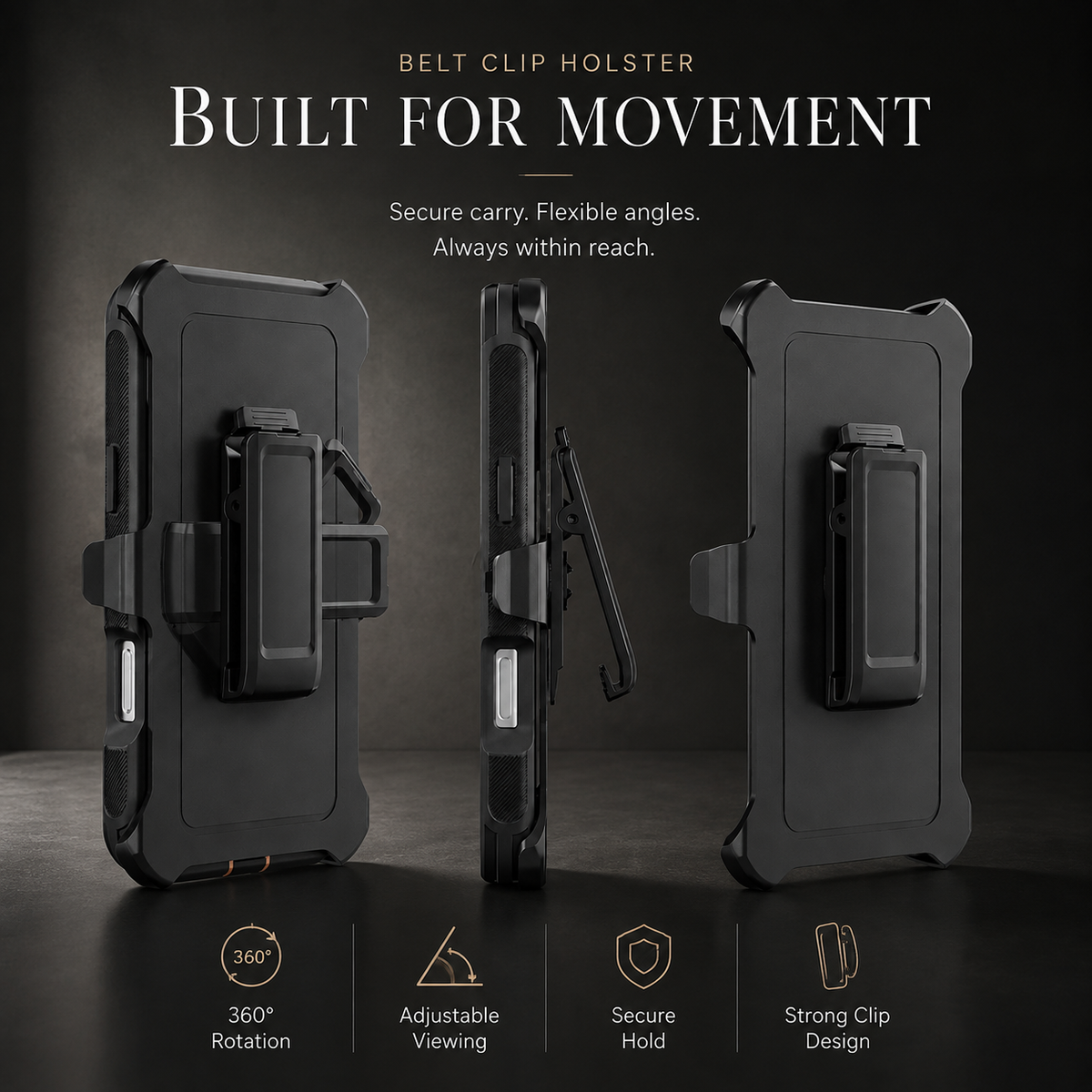 Premium iPhone Case Rugged Defender Protective Cover Shockproof Armor Dual Layer Belt Clip Full Port Protection Heavy Duty Durable Slim Grip Design