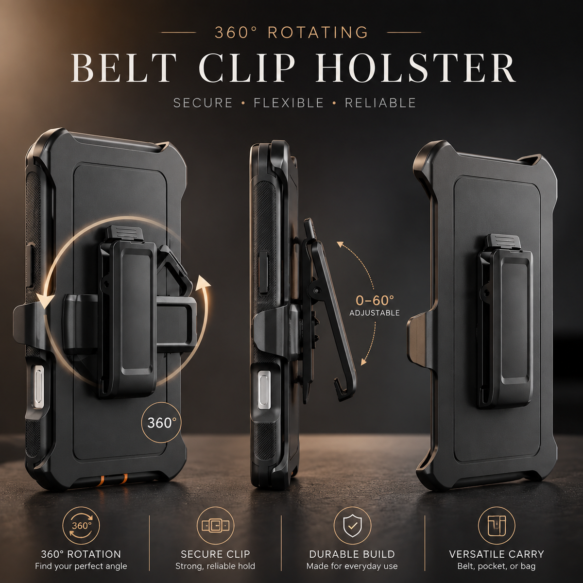 Premium iPhone Case Rugged Defender Protective Cover Shockproof Armor Dual Layer Belt Clip Full Port Protection Heavy Duty Durable Slim Grip Design