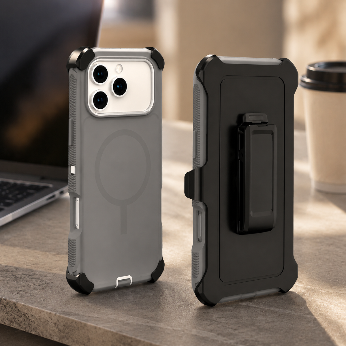 Premium iPhone Case Rugged Defender Protective Cover Shockproof Armor Dual Layer Belt Clip Full Port Protection Heavy Duty Durable Slim Grip Design