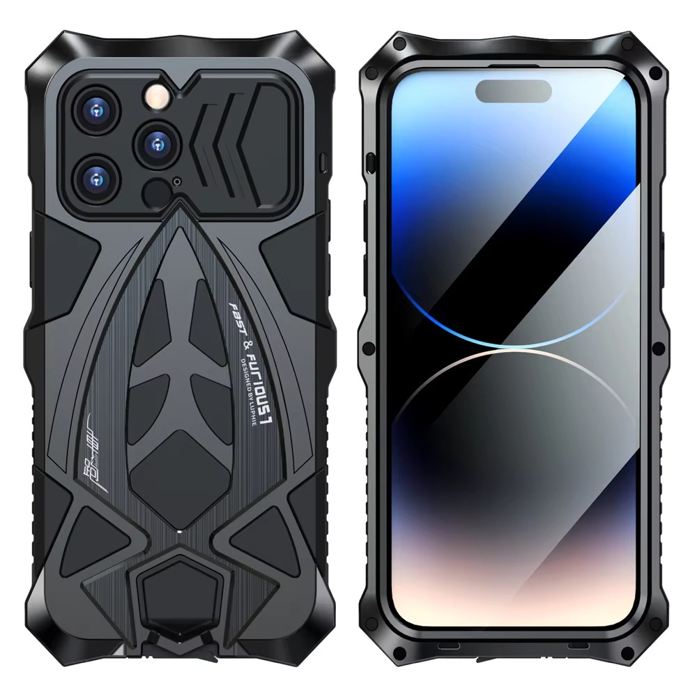 Premium iPhone Case Rugged Metal Armor Shockproof Protective Cover Reinforced Corners Anti Scratch Dustproof Full Edge Protection Anti Slip Heavy Duty