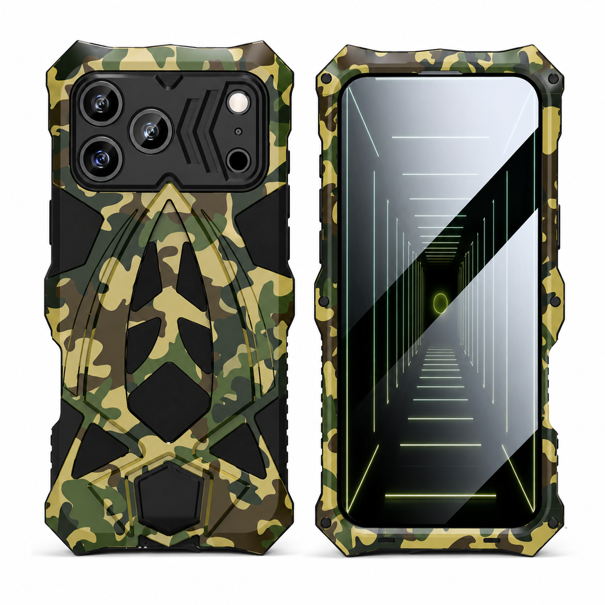 Premium iPhone Case Rugged Metal Armor Shockproof Protective Cover Reinforced Corners Anti Scratch Dustproof Full Edge Protection Anti Slip Heavy Duty
