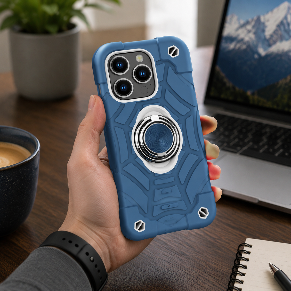 Premium iPhone Case Rugged Military Grade Protective Cover Dual Layer Shockproof Armor Kickstand Ring Holder Anti Slip Grip Full Protection