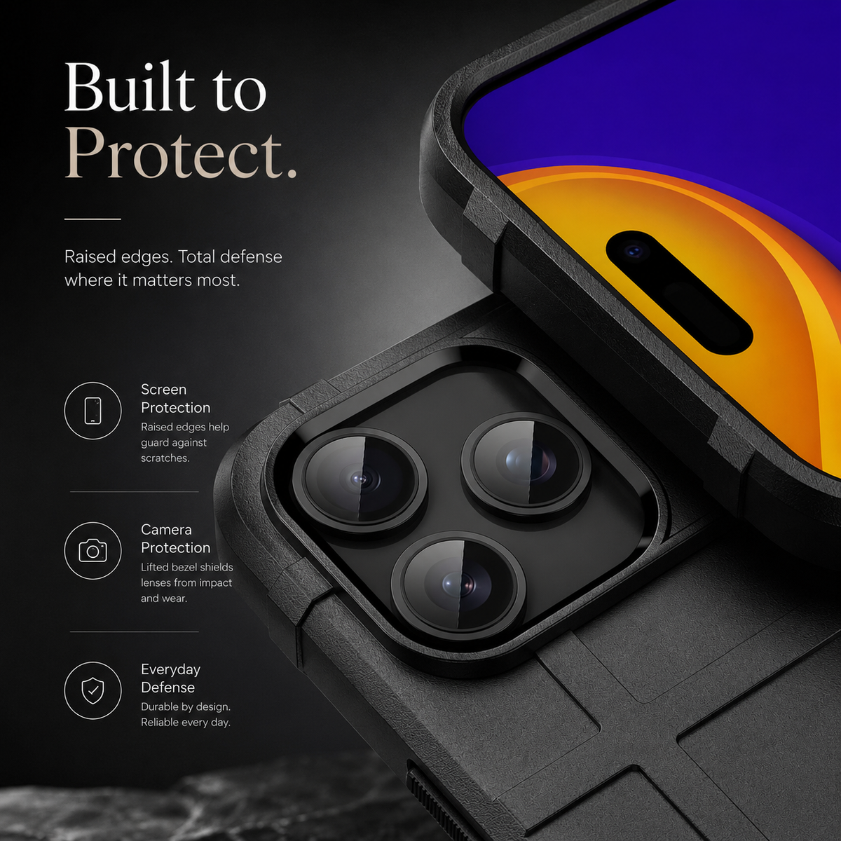 Premium iPhone Case Rugged Shield Military Grade Shockproof Drop Protection Reinforced Bumper Heavy Duty Anti Scratch Non Slip Tough Protective Cover Case
