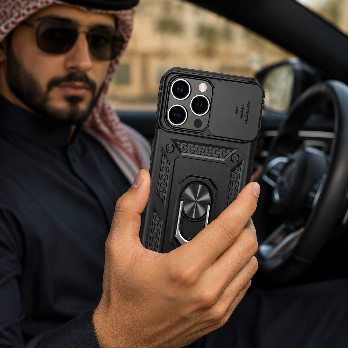 Premium iPhone Case Rugged Shockproof Kickstand Slide Camera Lens Protector PC TPU Anti Drop Reinforced Bumper Heavy Duty Protective Cover Case