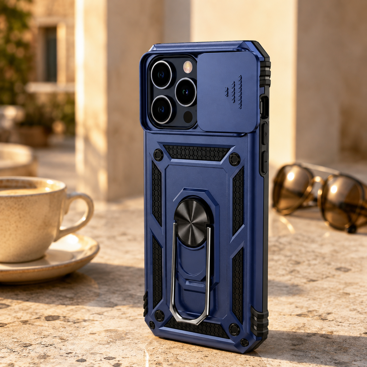 Premium iPhone Case Rugged Shockproof Kickstand Slide Camera Lens Protector PC TPU Anti Drop Reinforced Bumper Heavy Duty Protective Cover Case