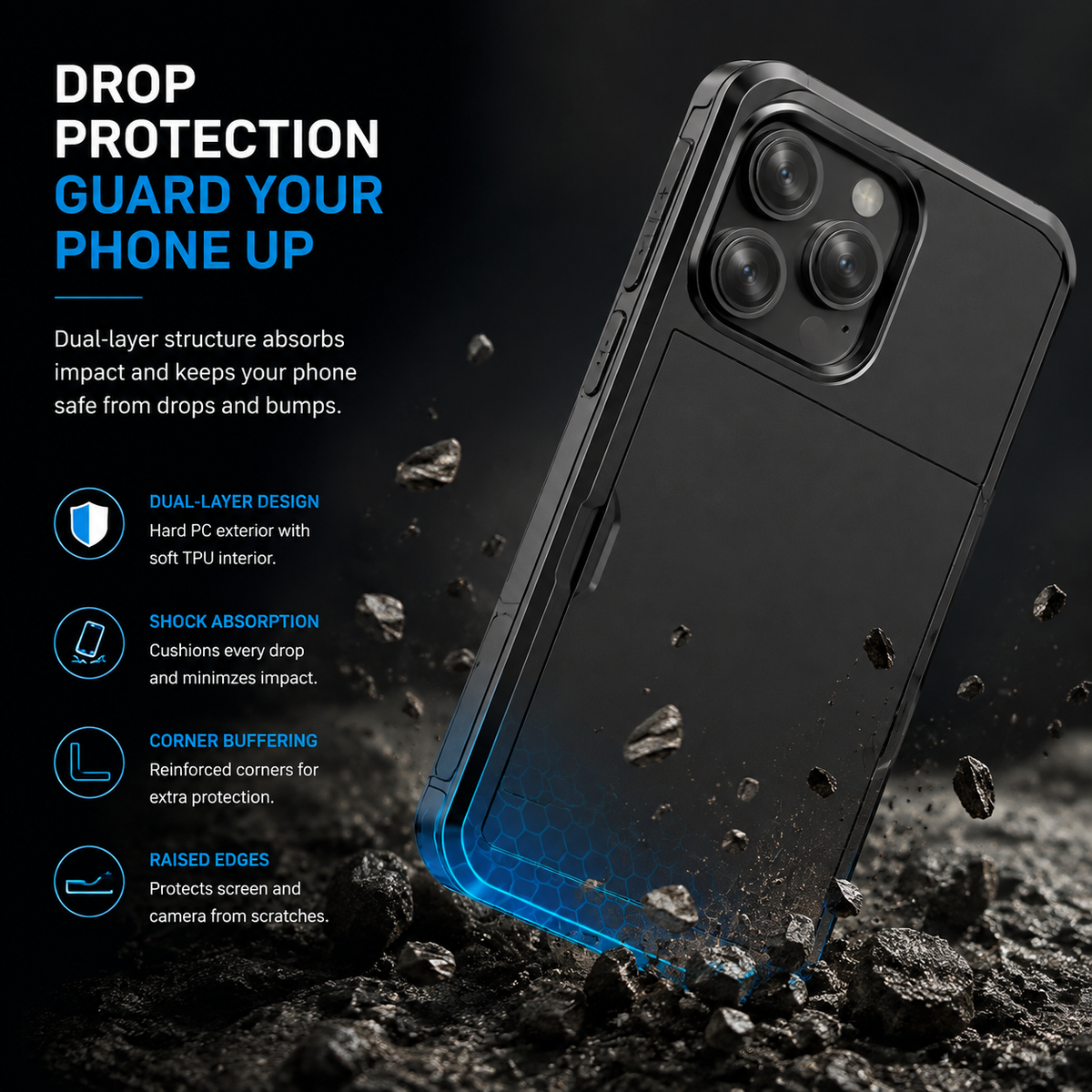 Premium iPhone Case Rugged Slide Wallet Card Holder Shockproof Protective Cover PC TPU Dual Layer Armor Anti Fingerprint Anti Scratch Non Slip Heavy Duty