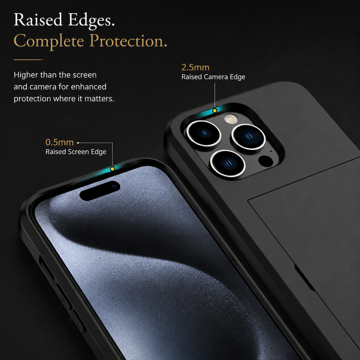 Premium iPhone Case Rugged Slide Wallet Card Holder Shockproof Protective Cover PC TPU Dual Layer Armor Anti Fingerprint Anti Scratch Non Slip Heavy Duty