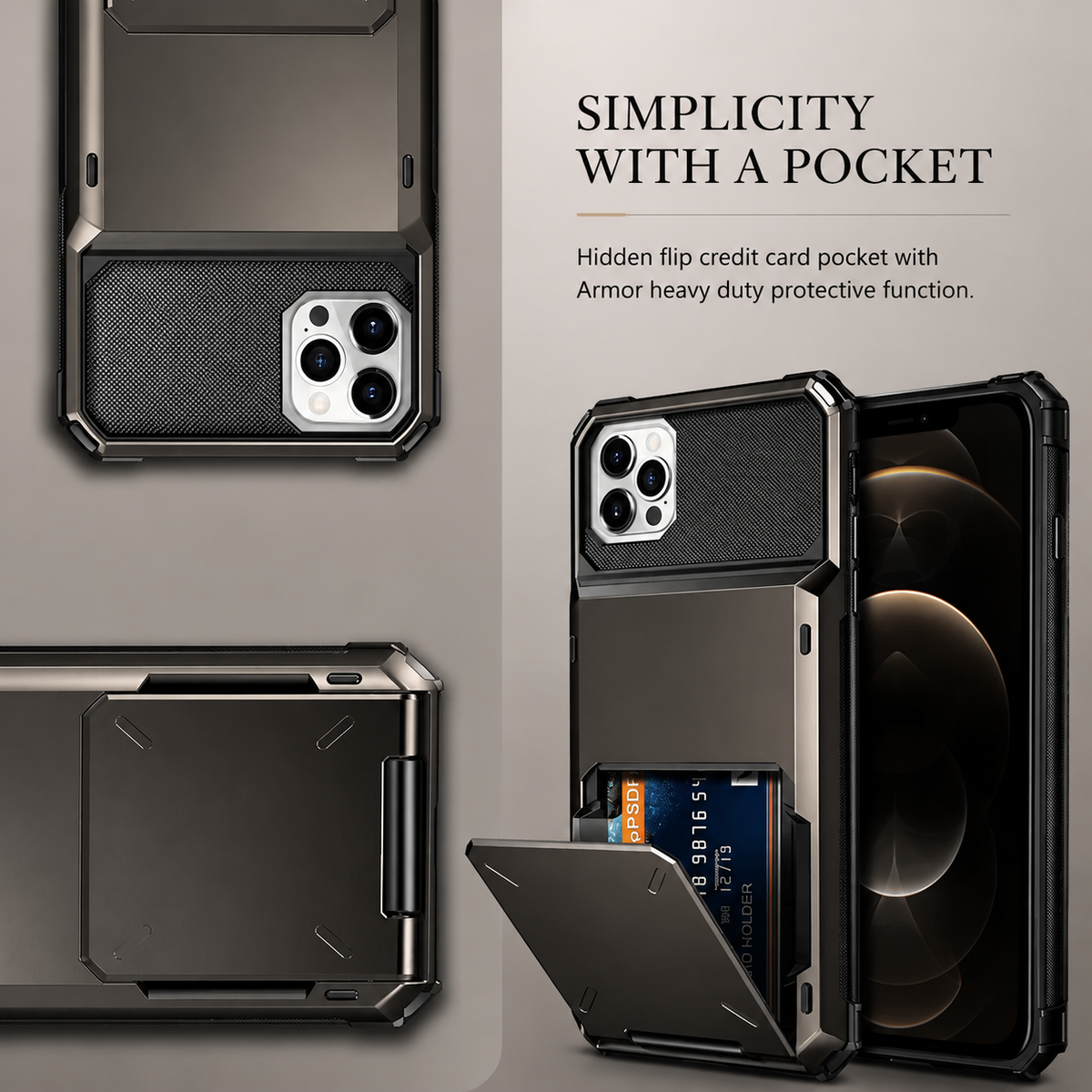 Premium iPhone Case Rugged Wallet Card Holder Magnetic Ring Kickstand Shockproof Protective Cover TPU Armor Anti Scratch Non Slip Reinforced Full Coverage