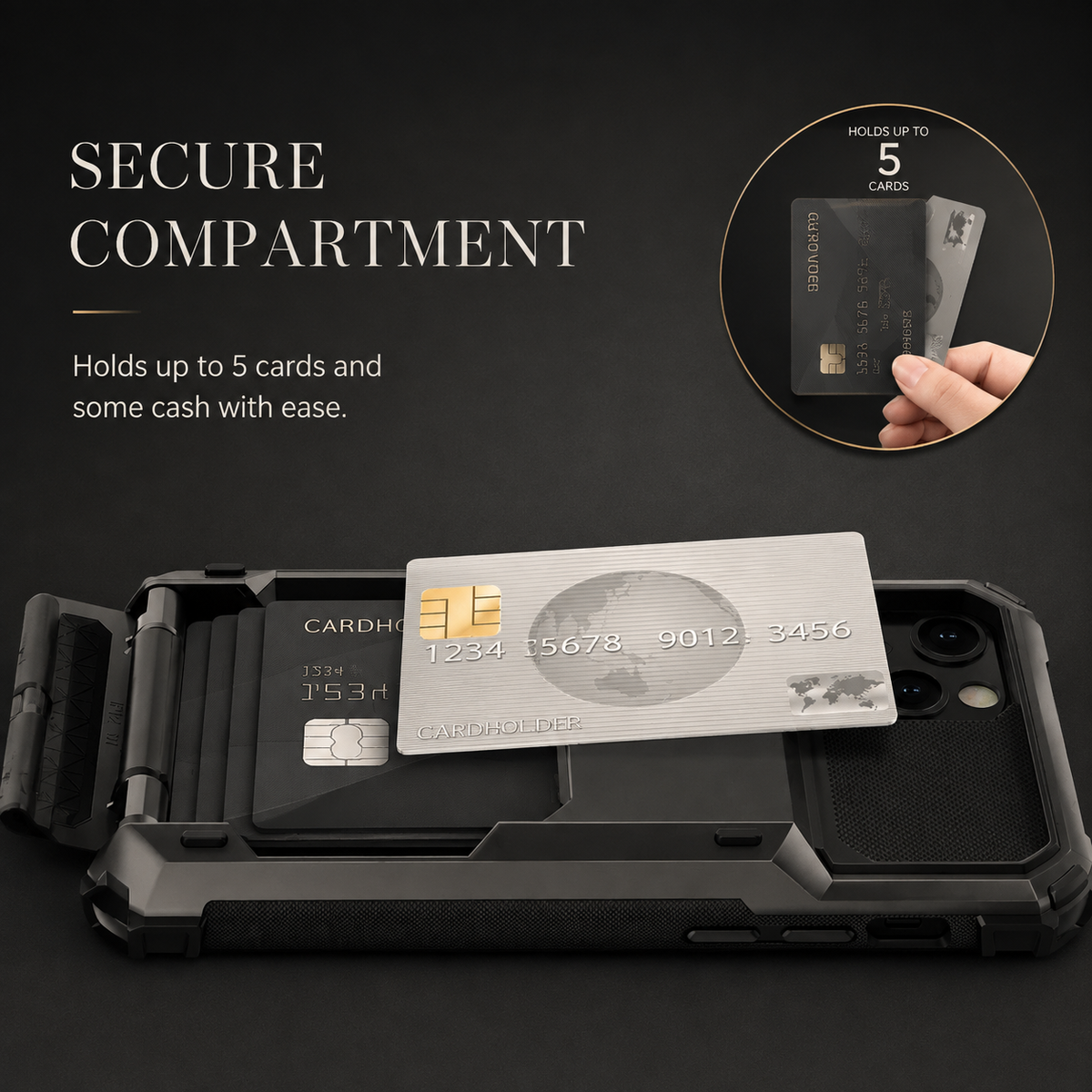 Premium iPhone Case Rugged Wallet Card Holder Magnetic Ring Kickstand Shockproof Protective Cover TPU Armor Anti Scratch Non Slip Reinforced Full Coverage