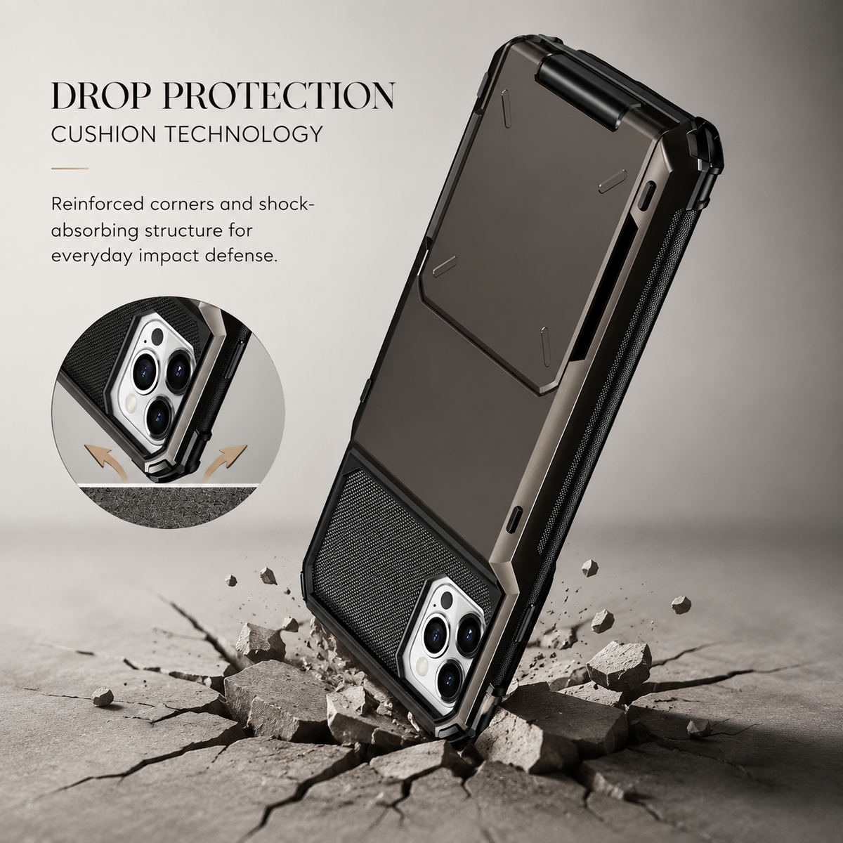 Premium iPhone Case Rugged Wallet Card Holder Magnetic Ring Kickstand Shockproof Protective Cover TPU Armor Anti Scratch Non Slip Reinforced Full Coverage