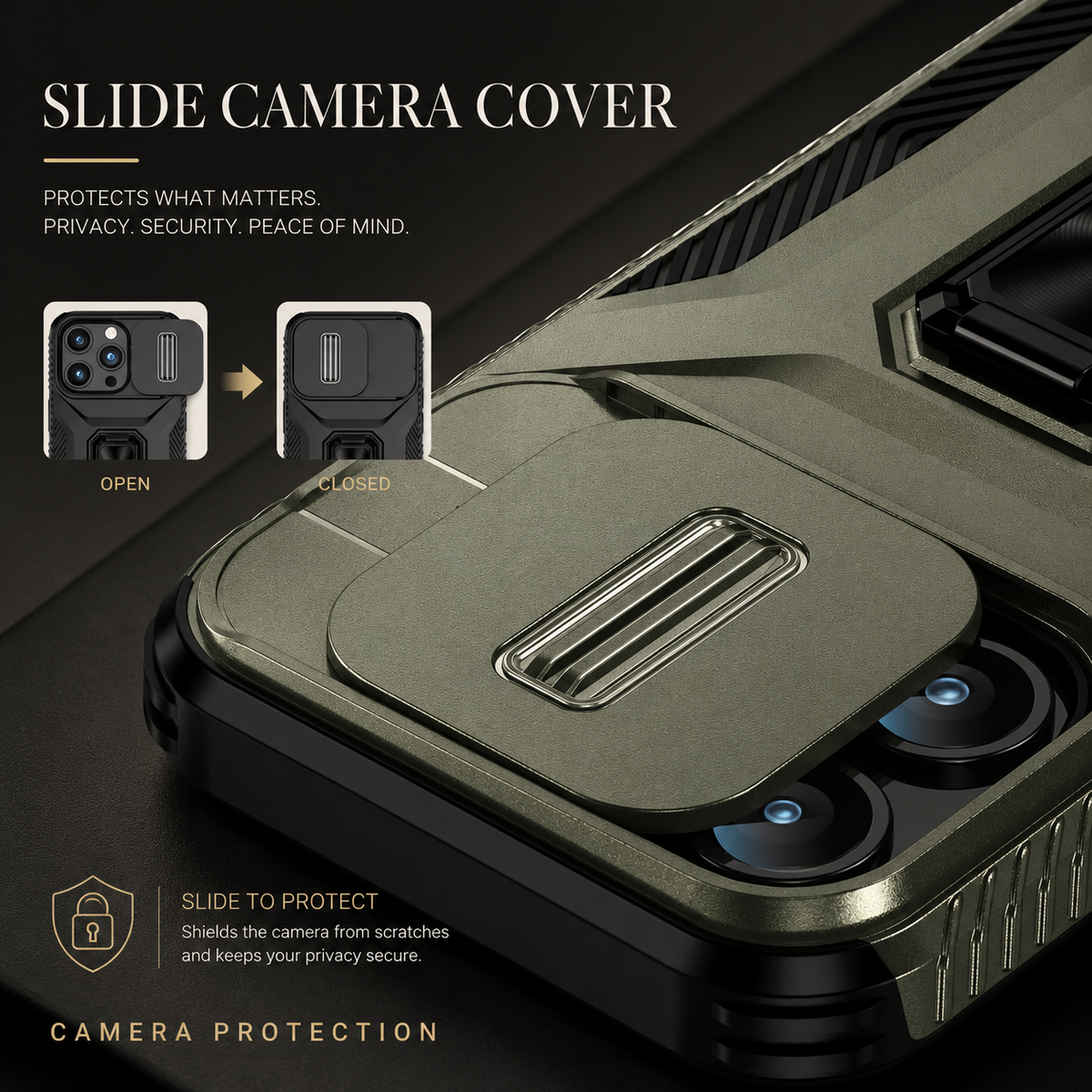 Premium iPhone Case Shockproof Rugged Protective Cover Camera Lens Protection Rotary Kickstand Anti Slip Matte Anti Scratch Reinforced Full Coverage