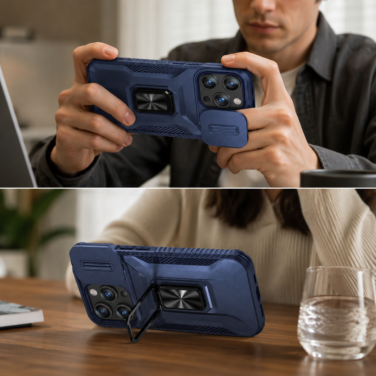 Premium iPhone Case Shockproof Rugged Protective Cover Camera Lens Protection Rotary Kickstand Anti Slip Matte Anti Scratch Reinforced Full Coverage