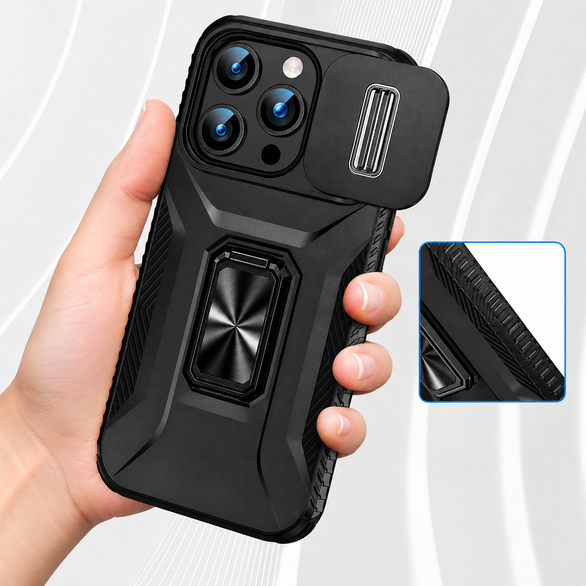 Premium iPhone Case Shockproof Rugged Protective Cover Camera Lens Protection Rotary Kickstand Anti Slip Matte Anti Scratch Reinforced Full Coverage