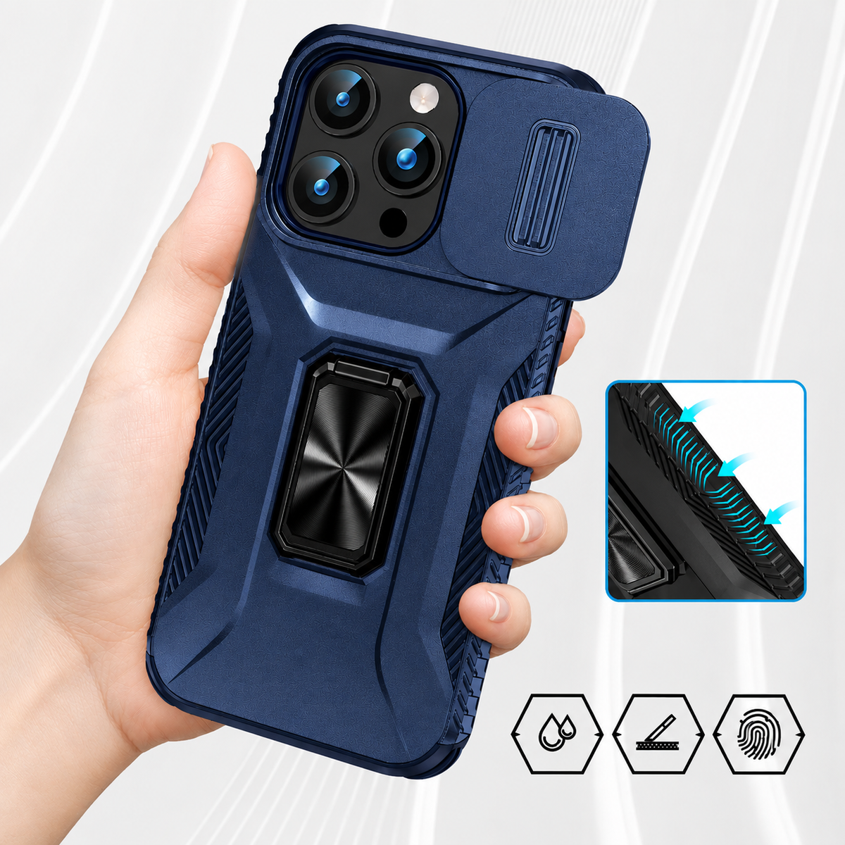 Premium iPhone Case Shockproof Rugged Protective Cover Camera Lens Protection Rotary Kickstand Anti Slip Matte Anti Scratch Reinforced Full Coverage