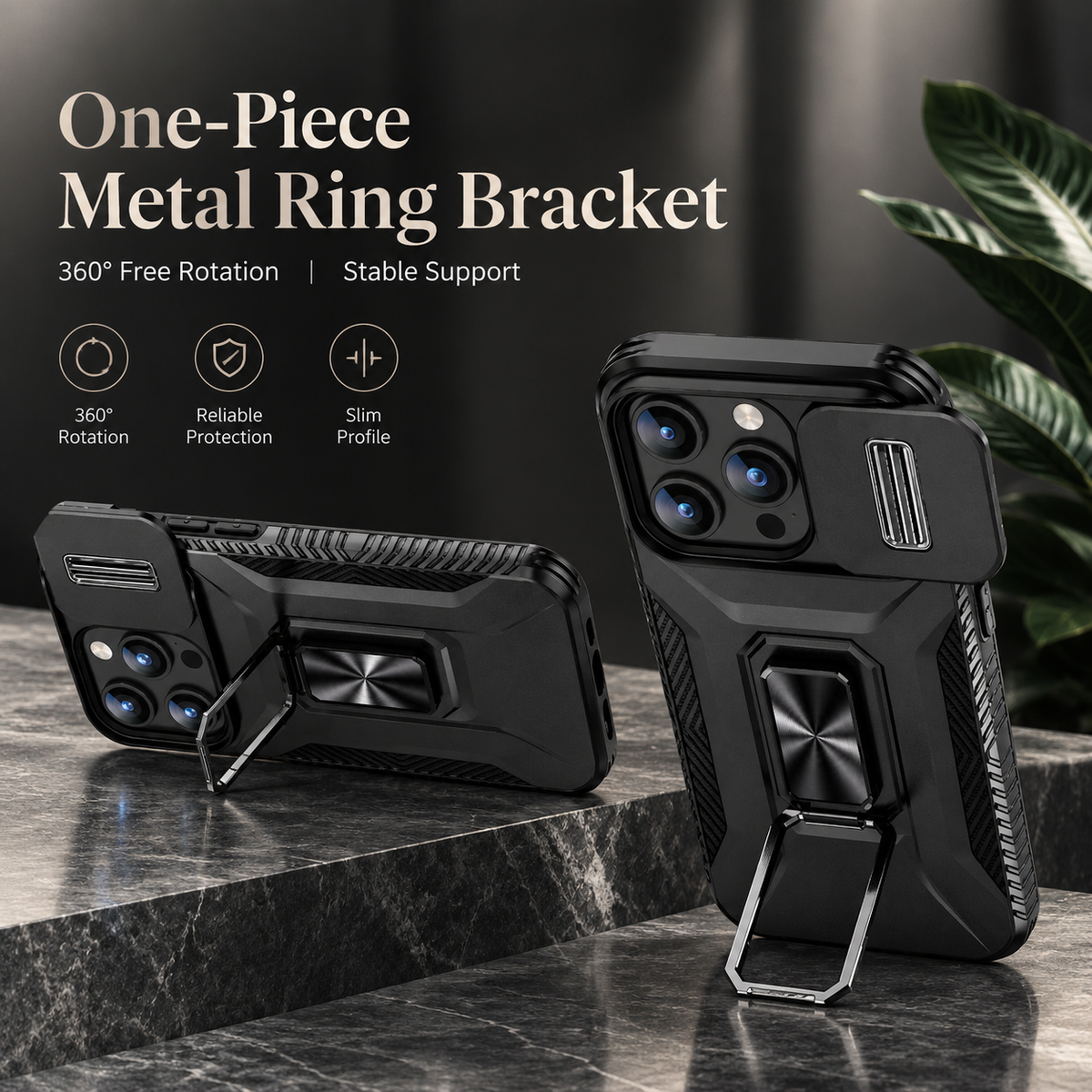 Premium iPhone Case Shockproof Rugged Protective Cover Camera Lens Protection Rotary Kickstand Anti Slip Matte Anti Scratch Reinforced Full Coverage