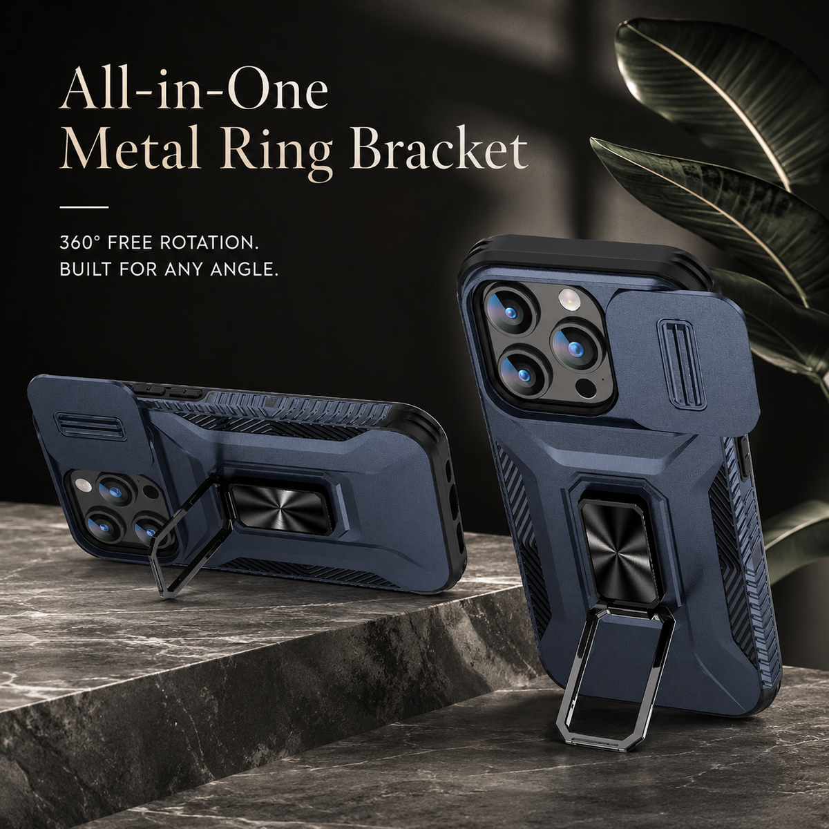 Premium iPhone Case Shockproof Rugged Protective Cover Camera Lens Protection Rotary Kickstand Anti Slip Matte Anti Scratch Reinforced Full Coverage