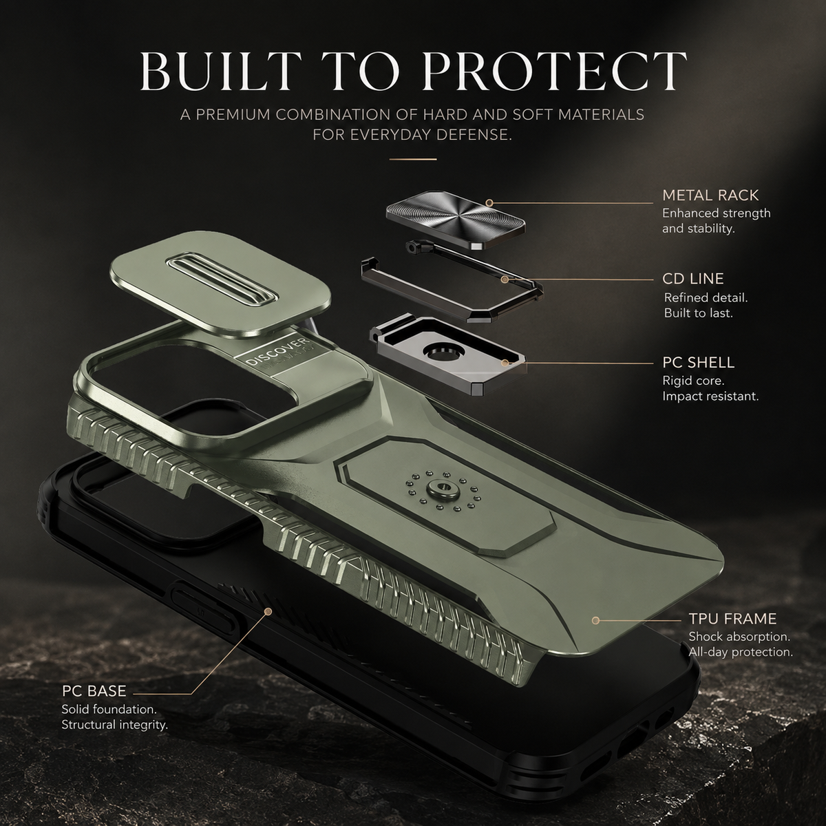Premium iPhone Case Shockproof Rugged Protective Cover Camera Lens Protection Rotary Kickstand Anti Slip Matte Anti Scratch Reinforced Full Coverage
