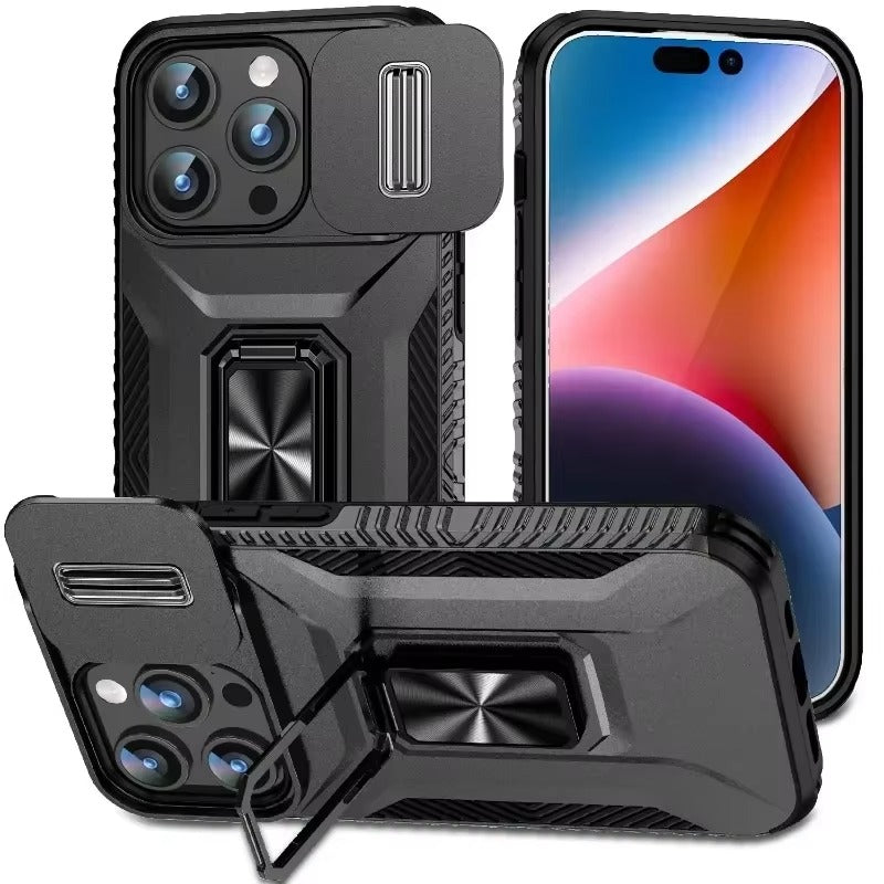 Premium iPhone Case Shockproof Rugged Protective Cover Camera Lens Protection Rotary Kickstand Anti Slip Matte Anti Scratch Reinforced Full Coverage