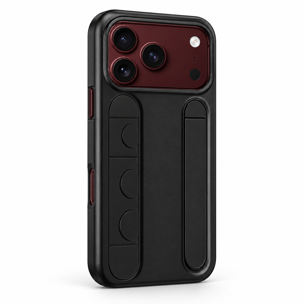 Premium iPhone Case Silicone Palm Strap Hinge Protection HD Screen Protector Shockproof PC TPU Slim Lightweight Foldable Protective Flip Cover Case