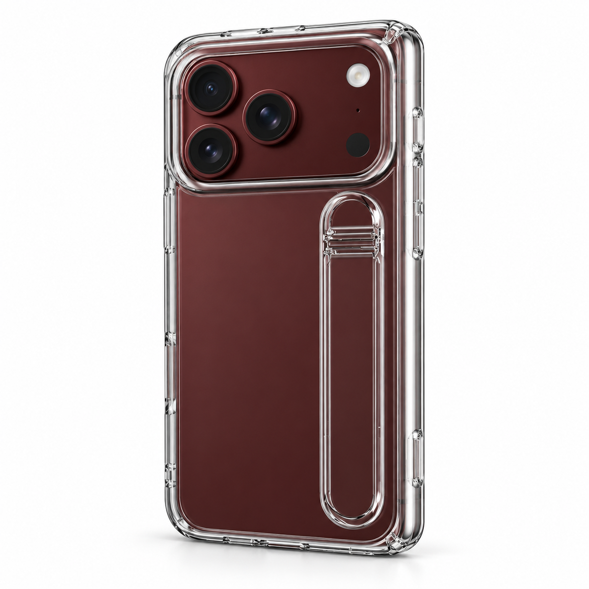 Premium iPhone Case Silicone Palm Strap Hinge Protection HD Screen Protector Shockproof PC TPU Slim Lightweight Foldable Protective Flip Cover Case