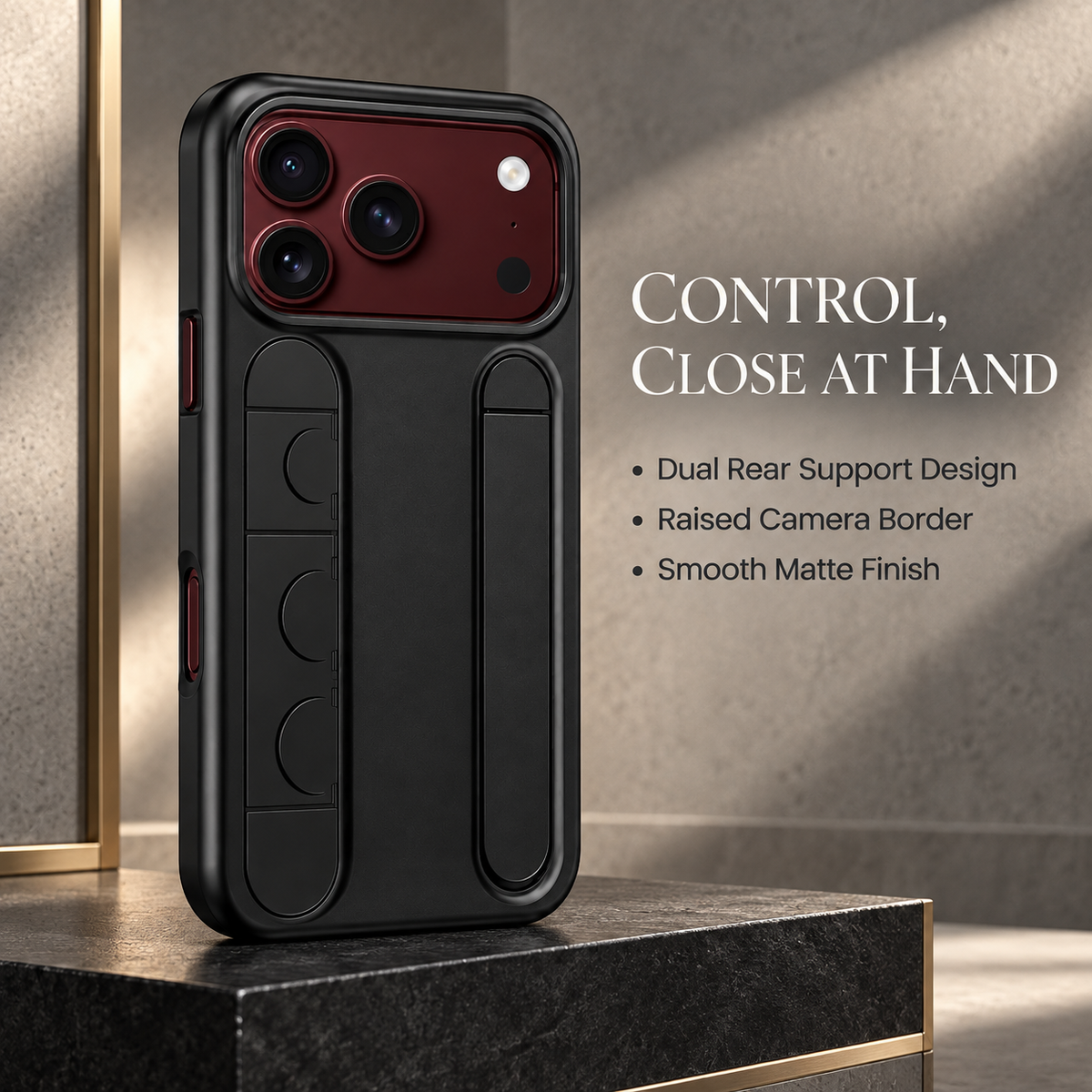 Premium iPhone Case Silicone Palm Strap Hinge Protection HD Screen Protector Shockproof PC TPU Slim Lightweight Foldable Protective Flip Cover Case