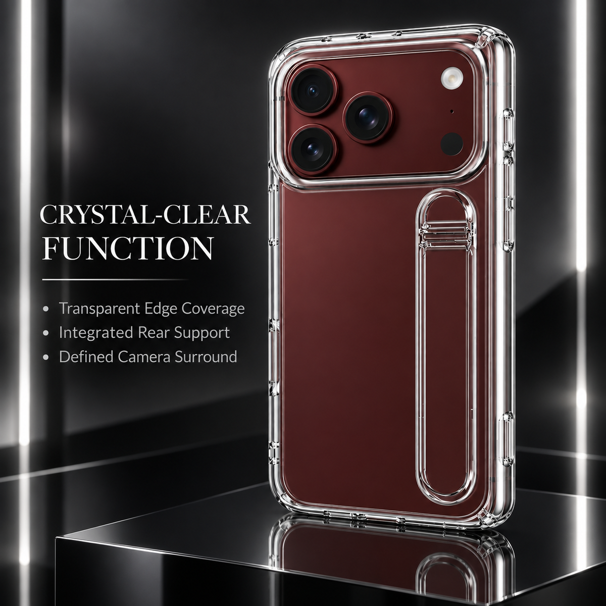Premium iPhone Case Silicone Palm Strap Hinge Protection HD Screen Protector Shockproof PC TPU Slim Lightweight Foldable Protective Flip Cover Case