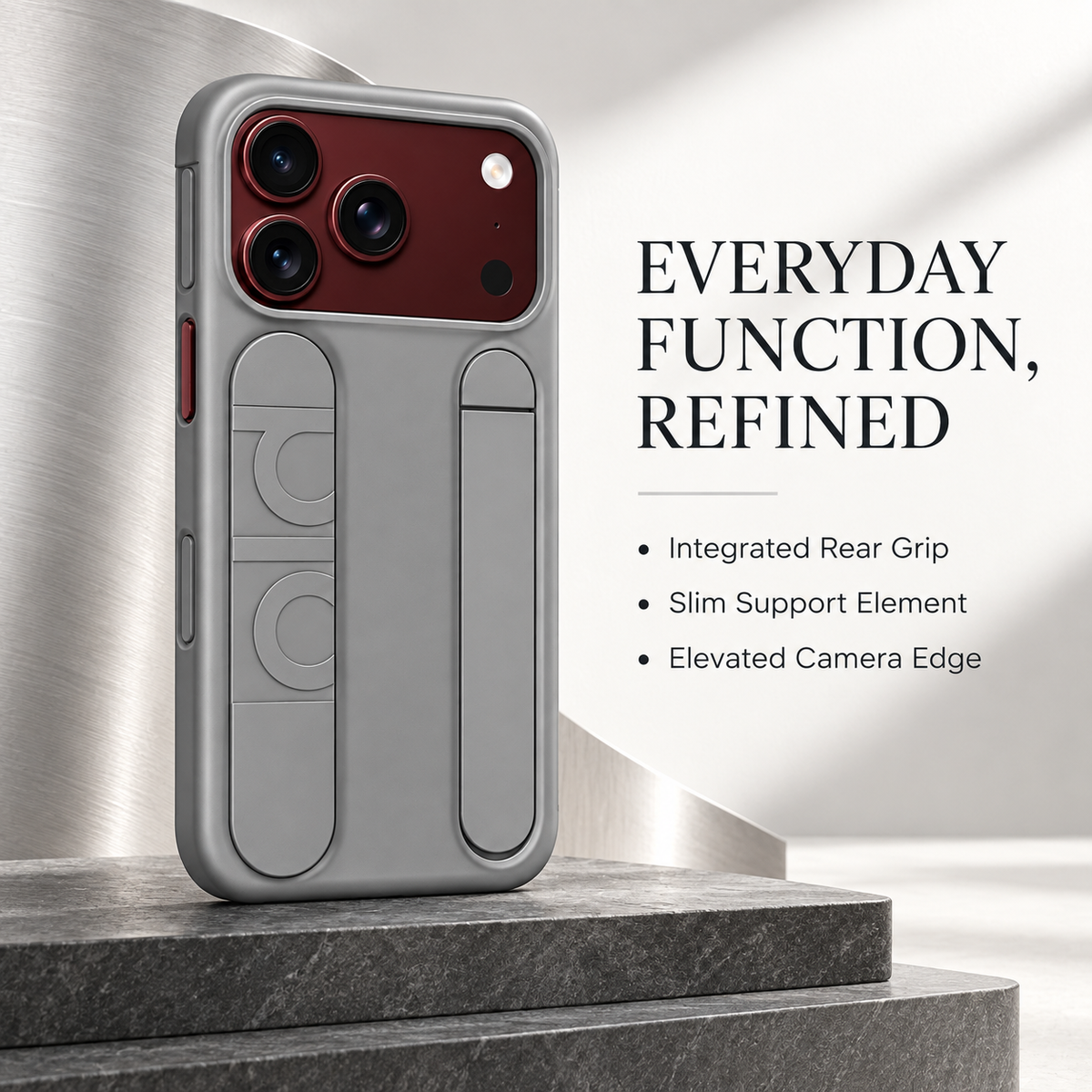 Premium iPhone Case Silicone Palm Strap Hinge Protection HD Screen Protector Shockproof PC TPU Slim Lightweight Foldable Protective Flip Cover Case