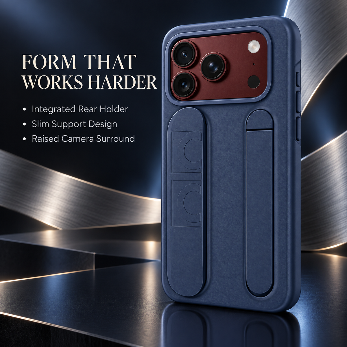 Premium iPhone Case Silicone Palm Strap Hinge Protection HD Screen Protector Shockproof PC TPU Slim Lightweight Foldable Protective Flip Cover Case