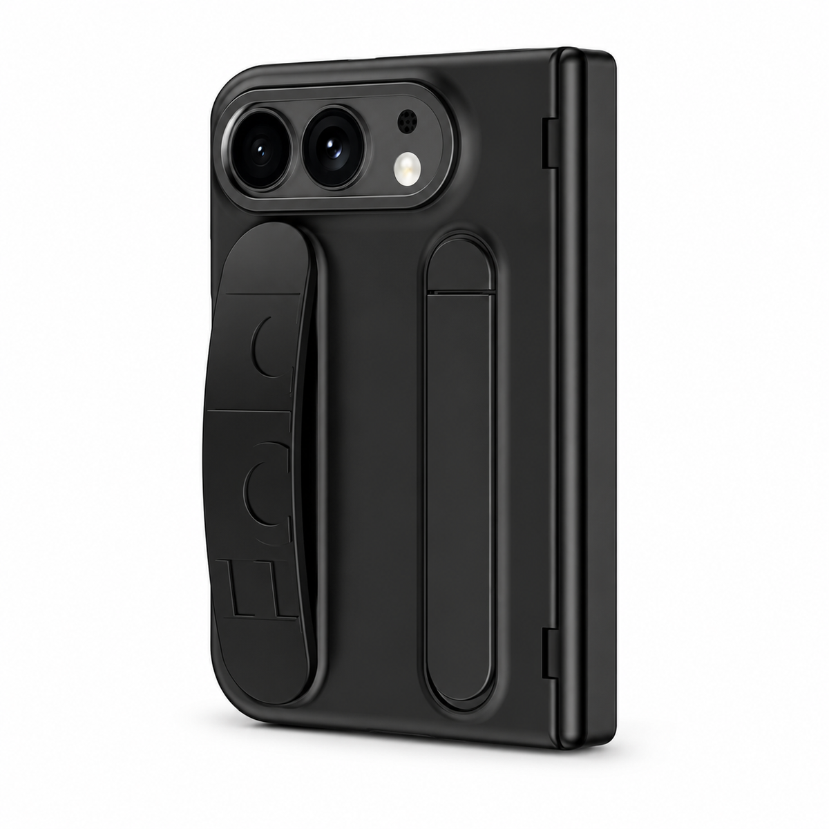 Premium iPhone Case Silicone Palm Strap Hinge Protection HD Screen Protector Shockproof PC TPU Slim Lightweight Foldable Protective Flip Cover Case