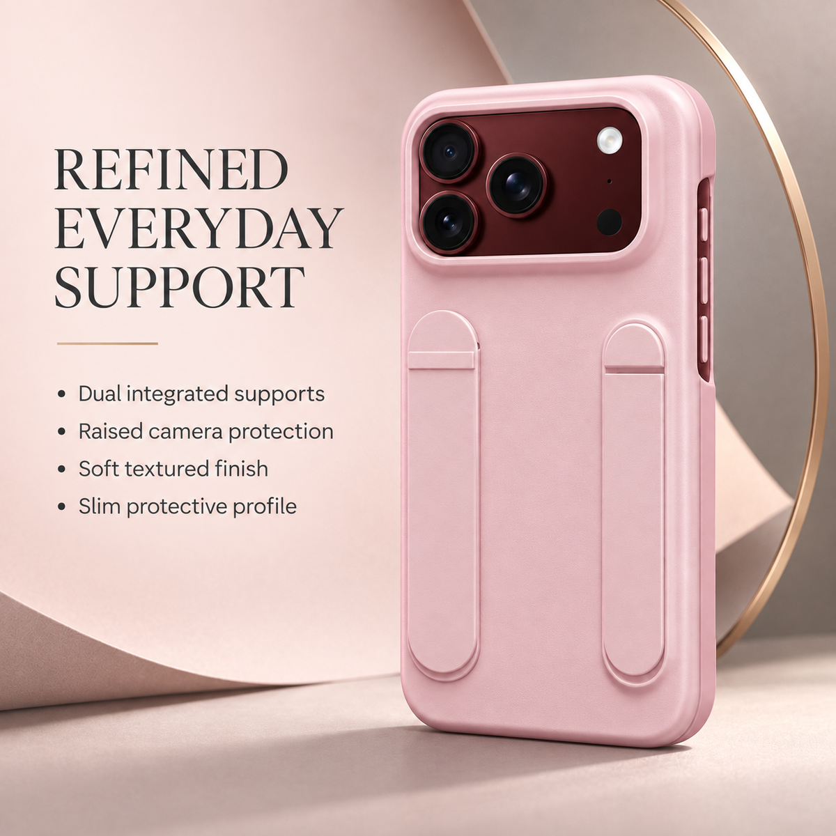 Premium iPhone Case Silicone Palm Strap Wristband Hinge Protection HD Screen Protector Shockproof PC TPU Slim Lightweight Foldable Protective Flip Cover