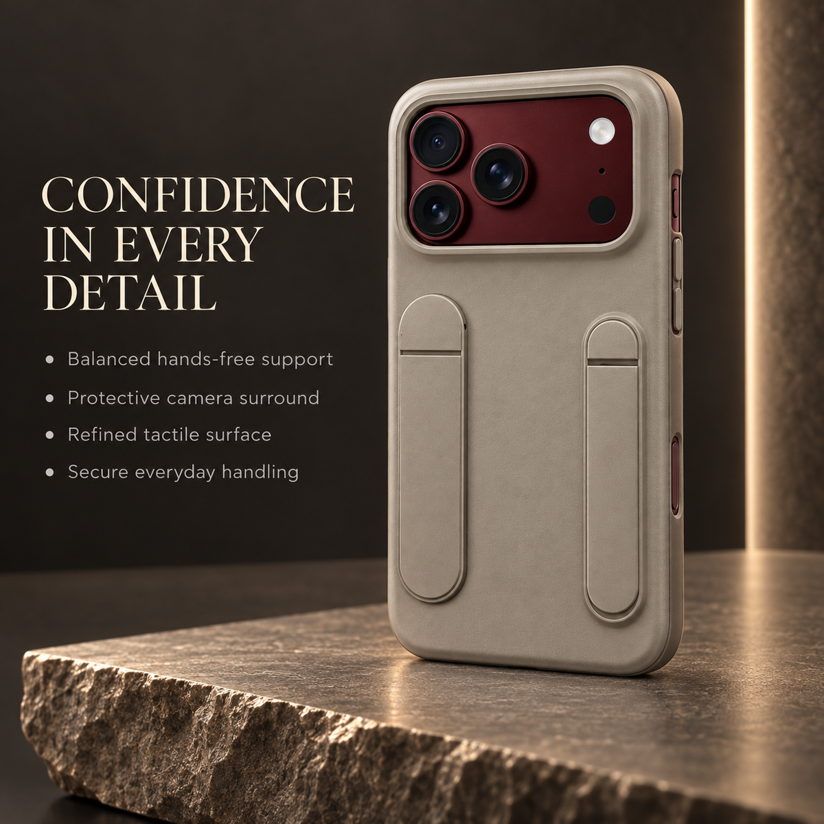 Premium iPhone Case Silicone Palm Strap Wristband Hinge Protection HD Screen Protector Shockproof PC TPU Slim Lightweight Foldable Protective Flip Cover