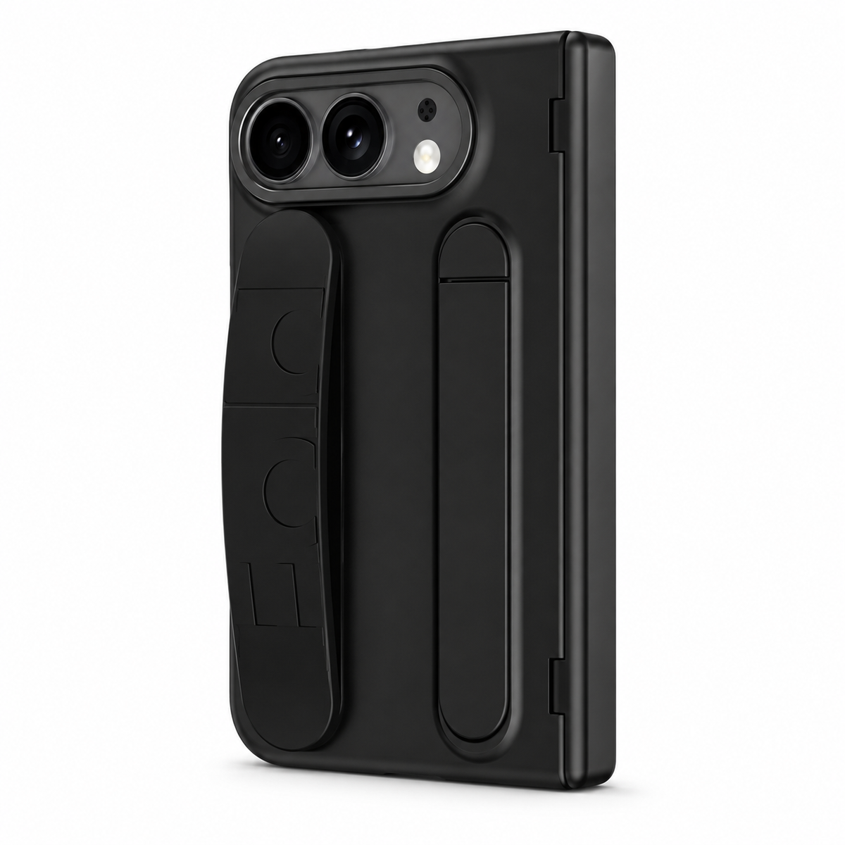 Premium iPhone Case Silicone Palm Strap Wristband Hinge Protection HD Screen Protector Shockproof PC TPU Slim Lightweight Foldable Protective Flip Cover