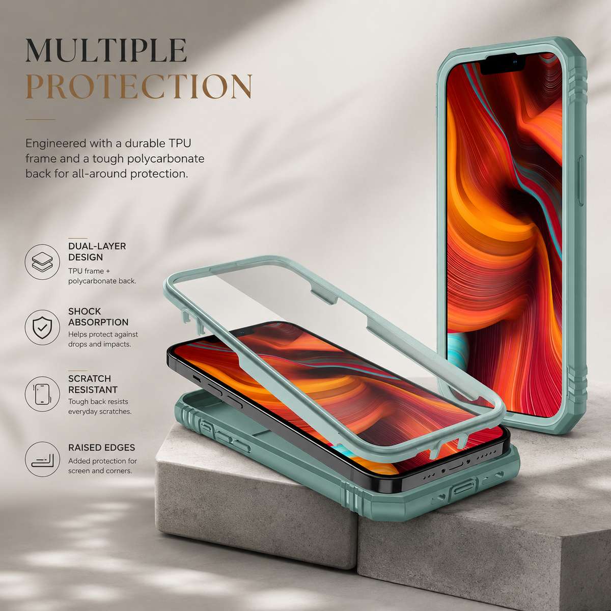 Premium iPhone Case Slide Camera Lens Protector Magnetic Ring Holder Heavy Duty Shockproof Kickstand Anti Scratch Non Slip Rugged Bumper Cover