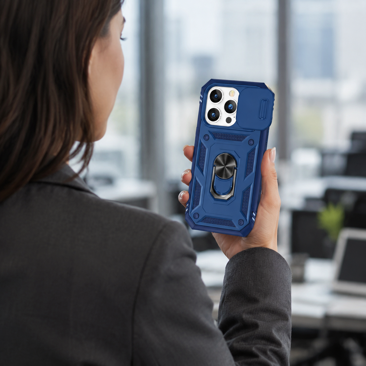 Premium iPhone Case Slide Camera Lens Protector Magnetic Ring Holder Heavy Duty Shockproof Kickstand Anti Scratch Non Slip Rugged Bumper Cover