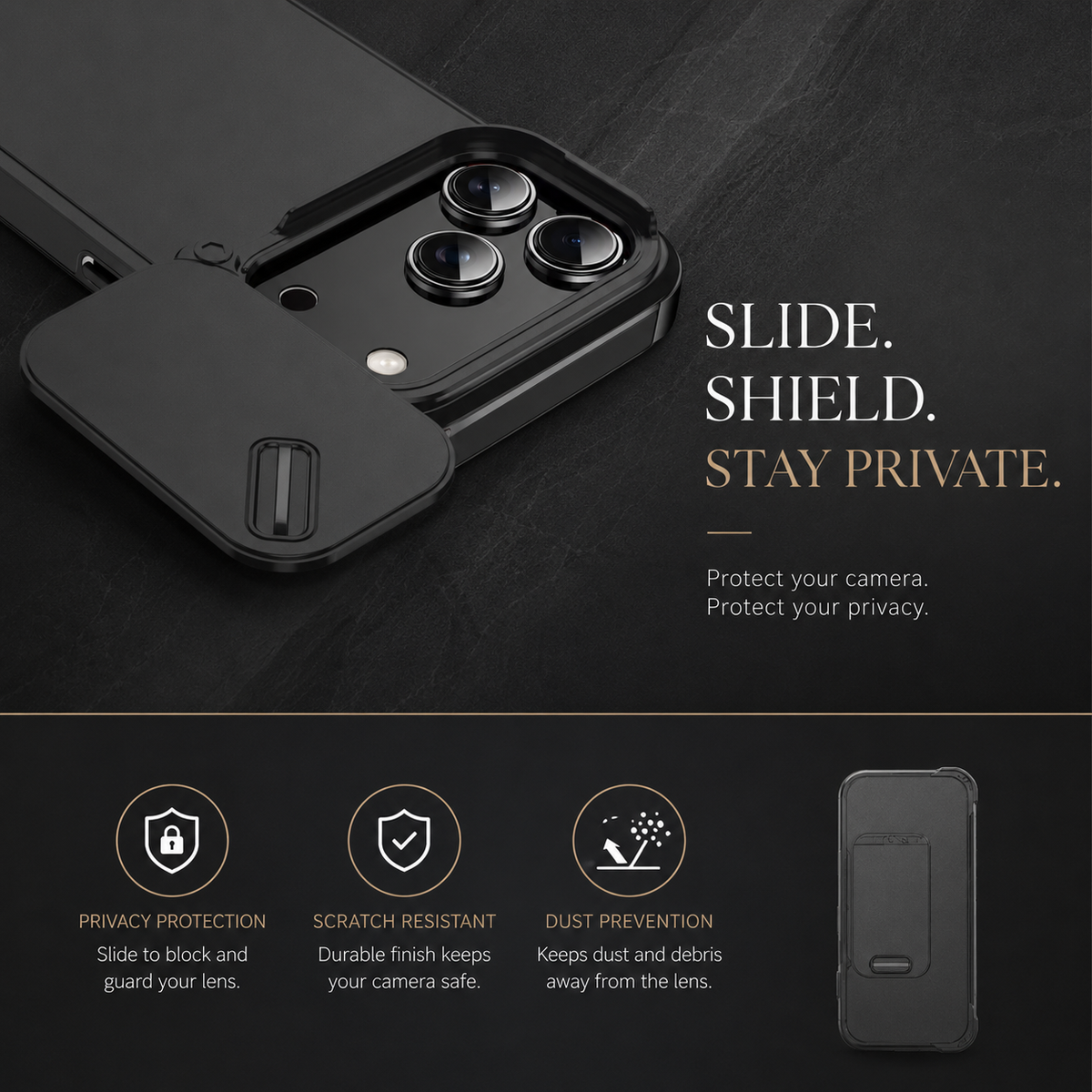 Premium iPhone Case Sliding Camera Lens Protection Shockproof Protective Cover PC TPU Anti Collision Reinforced Corners Anti Scratch Slim Full Coverage