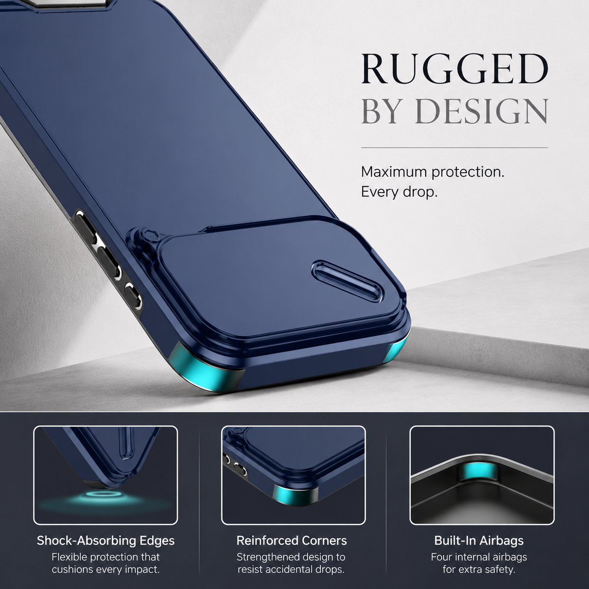 Premium iPhone Case Sliding Camera Lens Protection Shockproof Protective Cover PC TPU Anti Collision Reinforced Corners Anti Scratch Slim Full Coverage