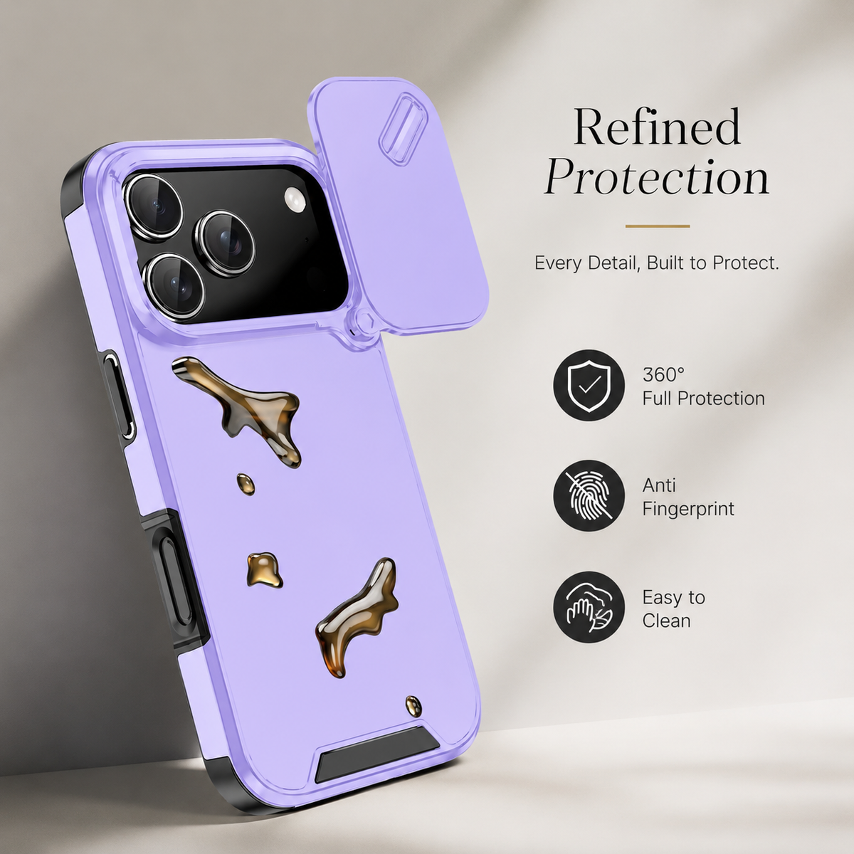 Premium iPhone Case Sliding Camera Lens Protection Shockproof Protective Cover PC TPU Anti Collision Reinforced Corners Anti Scratch Slim Full Coverage