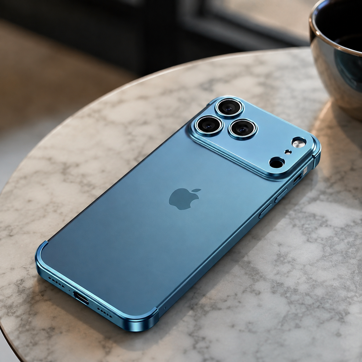 Premium iPhone Case Slim Metal Frameless Aluminum Bumper Corner Pads Ultra Thin Backless Edge Protection Minimalist Lightweight Protective Frame Cover