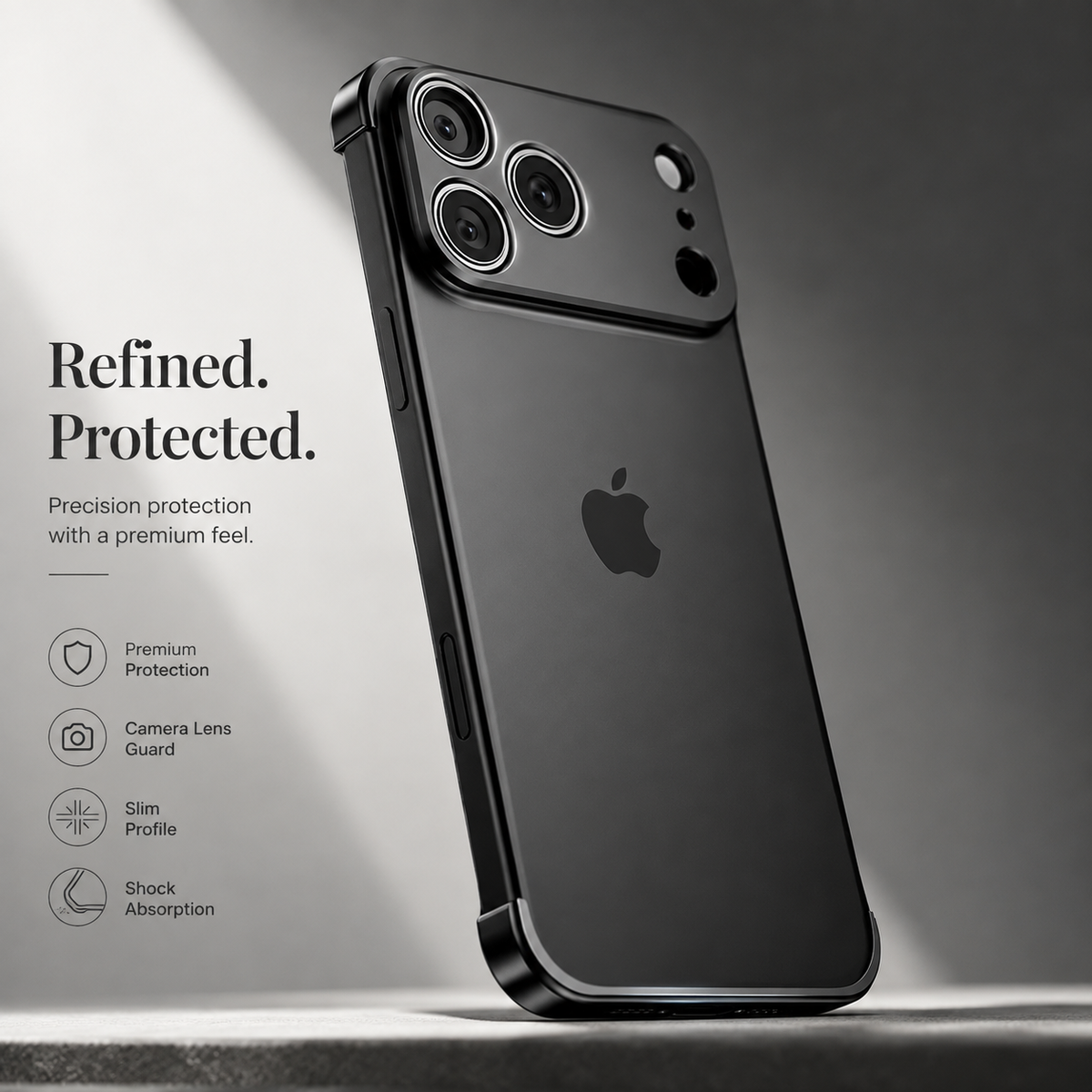 Premium iPhone Case Slim Metal Frameless Aluminum Bumper Corner Pads Ultra Thin Backless Edge Protection Minimalist Lightweight Protective Frame Cover